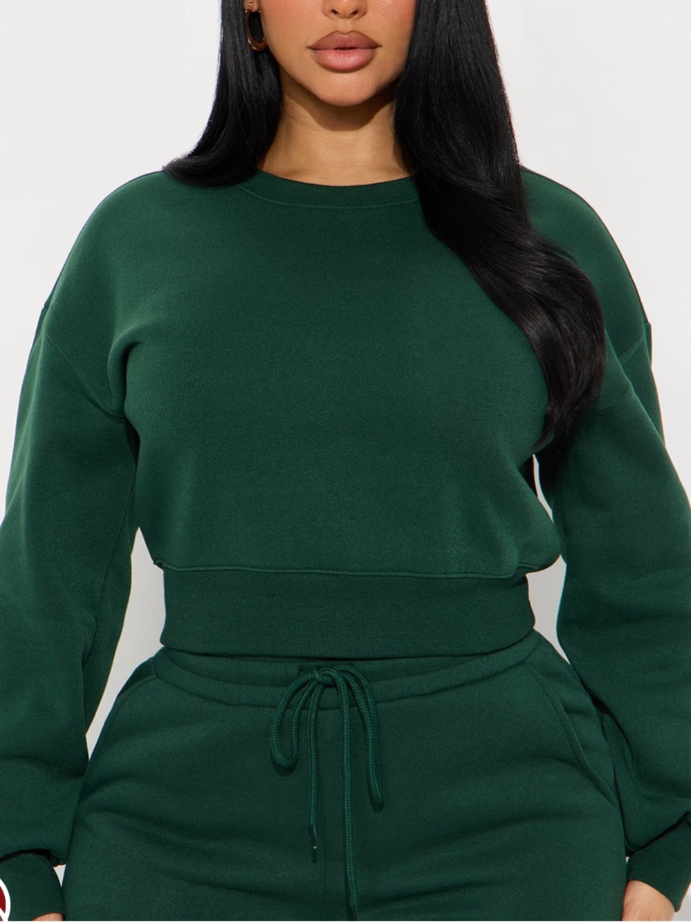 Fashion Nova Hunter Green Crew Neck Sweatshirt SET
